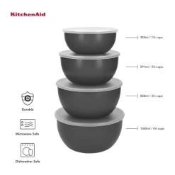 Hot KitchenAid Opbevarings skålsæt m. låg - 8 dele